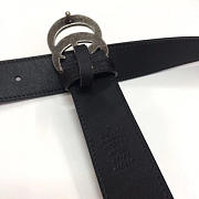 Gucci Double G Silver Buckle Textured Leather Belt Black - 4