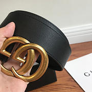 Gucci Double G Wide Leather Belt Antique Brass Buckle Black - 2