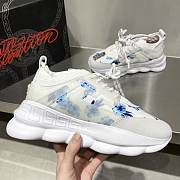 Versace Chain Reaction Trainers Blue Flowers Pattern - 5