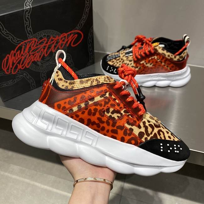 Versace Chain Reaction Trainers Red Leopard Pattern - 1