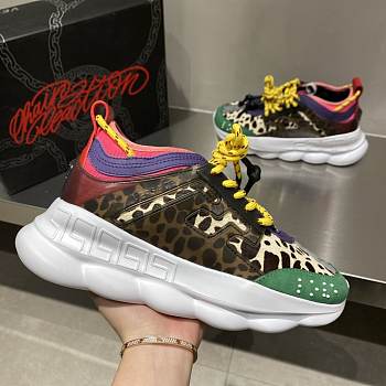 Versace Chain Reaction Trainers Pink Leopard Pattern