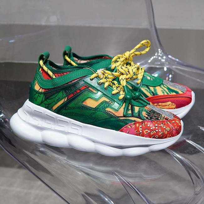 Versace Chain Reaction Trainers Green China Pattern - 1