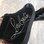 Christian Louboutin Navy Louis Strass Flat Black - 3