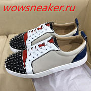 Christian Louboutin Louis Junior Spikes Orlato Flat Red Blue - 5