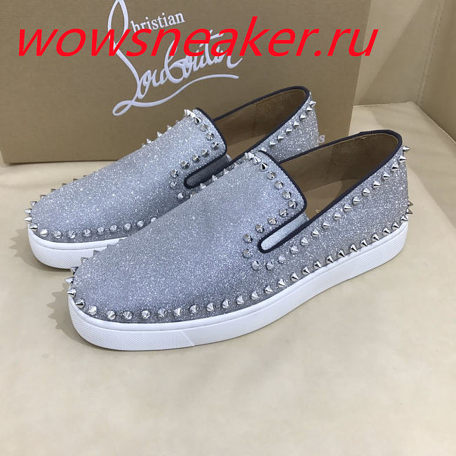 Christian Louboutin Pik Boat Mens Flat Grey - 1