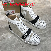 Christian Louboutin Lou Spikes Orlato Flat Black and White  - 3