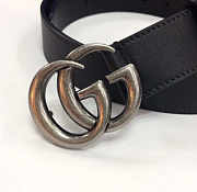 Gucci Double G Silver Buckle Textured Leather Belt Black - 5