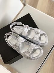 Chanel 21C Dad Sandal Silver Caviar Gold CC Logo - 5