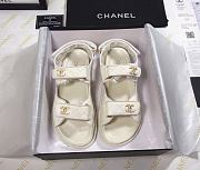 Chanel 21C Dad Sandal White Caviar Gold CC Logo - 2