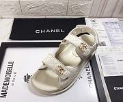 Chanel 21C Dad Sandal White Caviar Gold CC Logo - 3