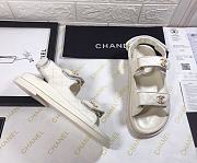 Chanel 21C Dad Sandal White Caviar Gold CC Logo - 5