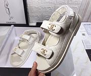 Chanel 21C Dad Sandal White Caviar Gold CC Logo - 4