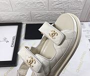 Chanel 21C Dad Sandal White Caviar Gold CC Logo - 6