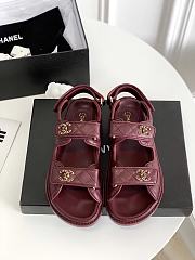 Chanel 21C Dad Sandal Wine Red Caviar Gold CC Logo - 1