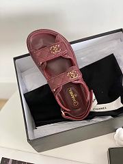 Chanel 21C Dad Sandal Wine Red Caviar Gold CC Logo - 2