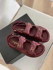 Chanel 21C Dad Sandal Wine Red Caviar Gold CC Logo - 3