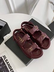 Chanel 21C Dad Sandal Wine Red Caviar Gold CC Logo - 4