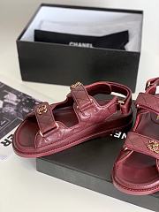 Chanel 21C Dad Sandal Wine Red Caviar Gold CC Logo - 5