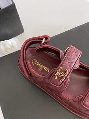 Chanel 21C Dad Sandal Wine Red Caviar Gold CC Logo - 6