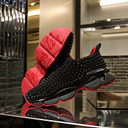 Christian Louboutin Black Spike Sock Leather Sneakers - 6