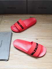 Balenciaga Red Rubber Logo Pool Slides 565826 W1S80-6090 - 2