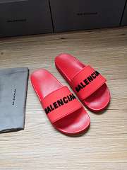 Balenciaga Red Rubber Logo Pool Slides 565826 W1S80-6090 - 3