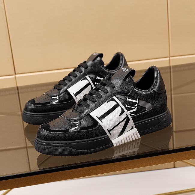 Valentino Garavani VL7N Sneaker in Banded Calfskin Leather Black - 1