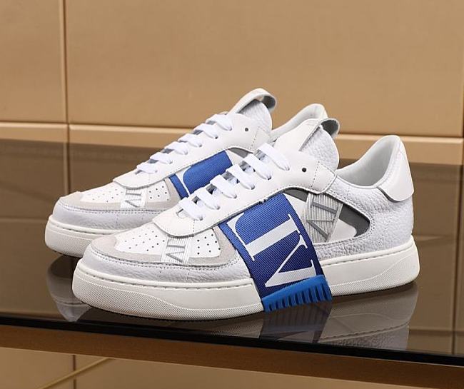 Valentino Garavani VL7N Sneaker in Banded Calfskin Leather Blue - 1