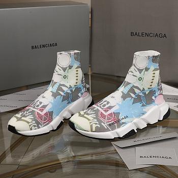 Balenciaga Speed Clear Sole Pattern Blue Pink