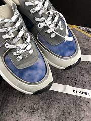 Chanel Women's Blue Grey Low Top Logo Sneaker - 3