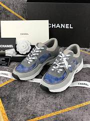 Chanel Women's Blue Grey Low Top Logo Sneaker - 2