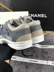 Chanel Women's Blue Grey Low Top Logo Sneaker - 4