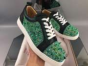 Christian Louboutin Louis Junior Pik Pik Strass Flat Black Green - 6