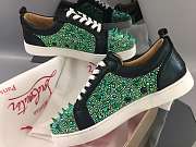 Christian Louboutin Louis Junior Pik Pik Strass Flat Black Green - 3