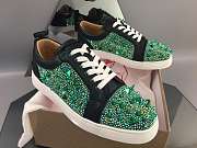 Christian Louboutin Louis Junior Pik Pik Strass Flat Black Green - 2