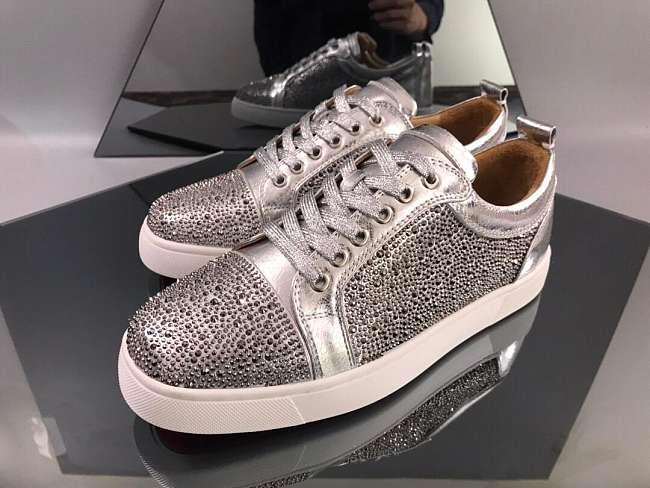 Christian Louboutin Louis Junior Strass Flat Silver - 1