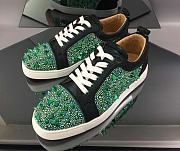 Christian Louboutin Louis Junior Pik Pik Strass Flat Black Green - 1