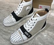 Christian Louboutin Lou Spikes Orlato Flat Black and White  - 1