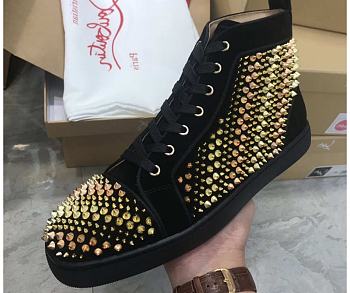 Christian Louboutin Lou Pik Pik Strass Orlato Flat High-Top Gold