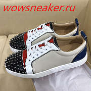 Christian Louboutin Louis Junior Spikes Orlato Flat Red Blue - 1