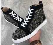 Christian Louboutin Lou Pik Pik Strass Orlato Flat High-Top Black - 1