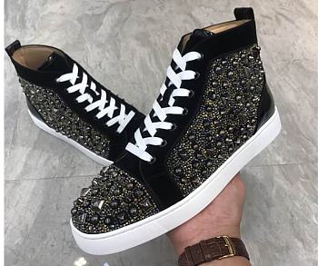 Christian Louboutin Lou Pik Pik Strass Orlato Flat High-Top Black