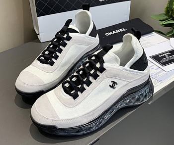 Chanel Low Top Trainer Velvet Black Black and White