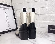 Chanel Ankle Boots Shiny Calfskin Black and White - 3