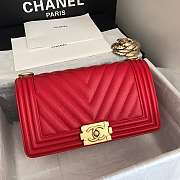 Chanel Leboy Grain Calfskin Rose Red 67086 Size 25cm  - 1