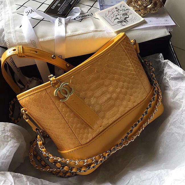 Modishbags Gabrielle Snakeskin small hobo bag Yellow 20cm  - 1