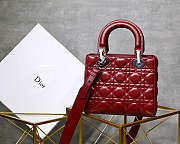 Dior Leather Lambskin Wine Red Handbag With Sliver Hardware  - 4