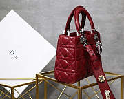 Dior Leather Lambskin Wine Red Handbag With Sliver Hardware  - 2