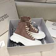 Alexander McQueen Tread Slick Lace Up Boots High Top Chestnut Fur Lining - 3