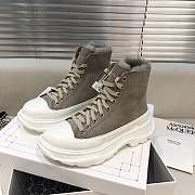 Alexander McQueen Tread Slick Lace Up Boots High Top Grey Fur Lining - 3